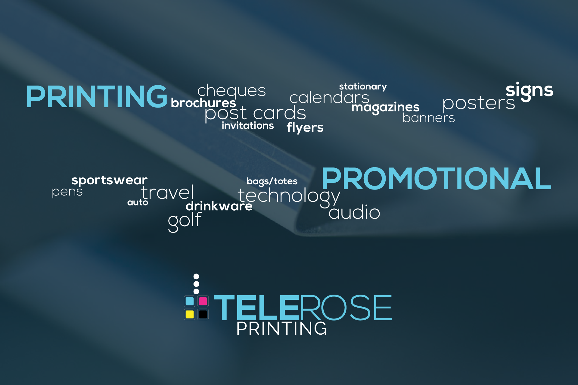 promotional printing company for postcards, posters, and signs, telerose